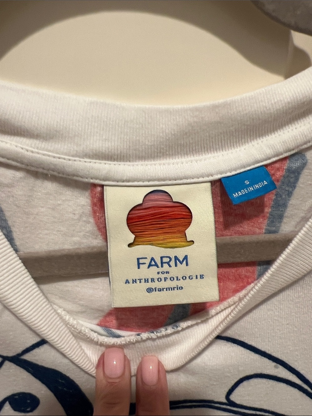 FARM Rio for Anthro White Dress with Red and Navy Brazil Graphic small - Picture 2 of 6